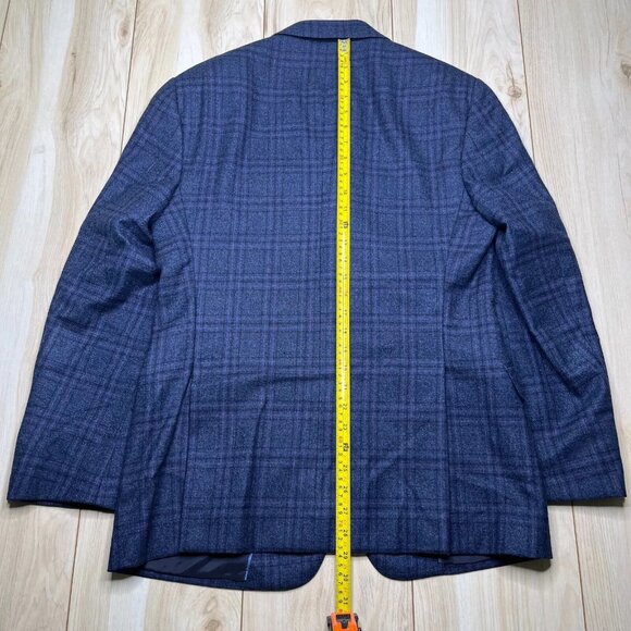 Armani Collezioni Men's Blue Checked Notch Lapel Two-Button Suit Jacket Size 50 - Picture 12 of 12